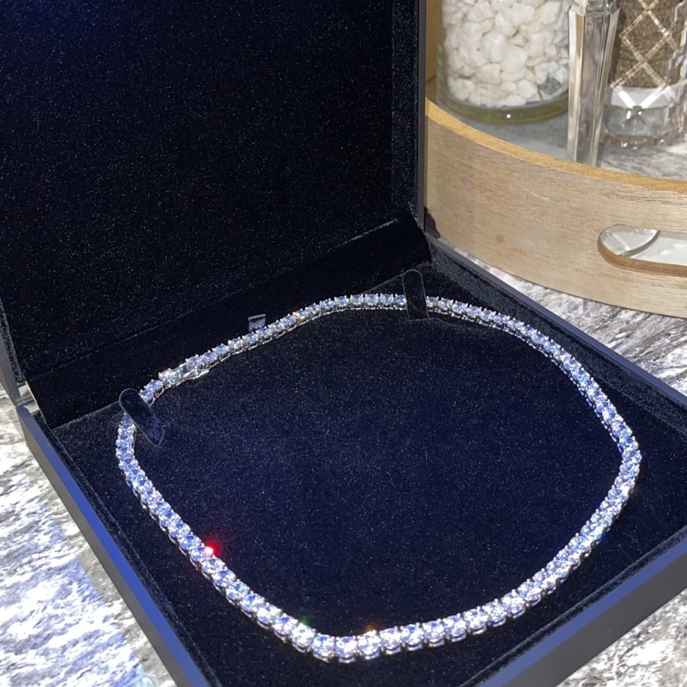 18K WHITE GOLD OVER SILVER TENNIS CHAIN